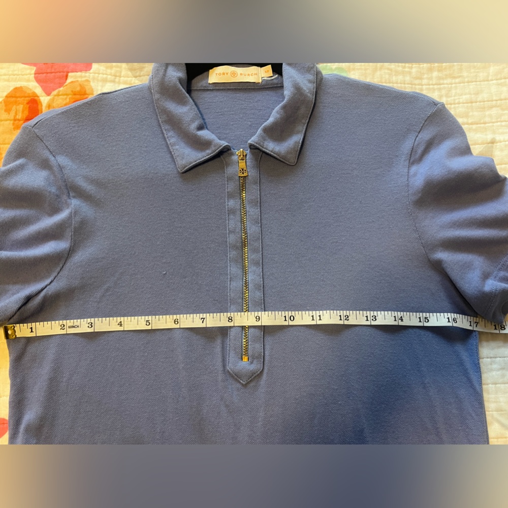 Tory Burch Golf Top-Polo, gold Zipper Women’s Size Small Light Blue - Picture 5 of 8